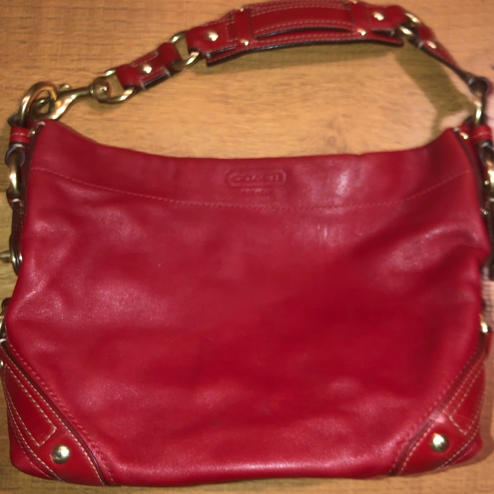 Vintage Coach Carly Red Leather Shoulder Bag